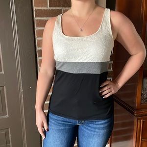 Black and grey and white tank top